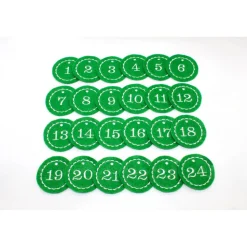 Adventskalenderzahlen grün Filz rund bestickt / Anhänger Zahlen / Zahlen aus Filz / Filzzahlen / Zahlen Adventskalender
