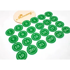 Adventskalenderzahlen grün Filz rund bestickt / Anhänger Zahlen / Zahlen aus Filz / Filzzahlen / Zahlen Adventskalender