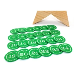 Adventskalenderzahlen grün Filz rund bestickt / Anhänger Zahlen / Zahlen aus Filz / Filzzahlen / Zahlen Adventskalender