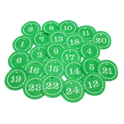 Adventskalenderzahlen grün Filz rund bestickt / Anhänger Zahlen / Zahlen aus Filz / Filzzahlen / Zahlen Adventskalender