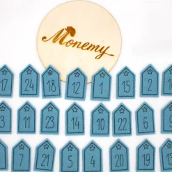 Adventskalenderzahlen Haus Filz hellblau
