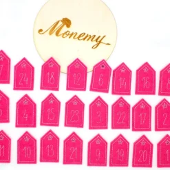 Adventskalenderzahlen Haus Filz pink