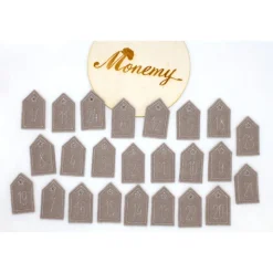 Adventskalenderzahlen Haus Filz taupe grau