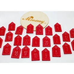 Adventskalenderzahlen Haus Filz rot