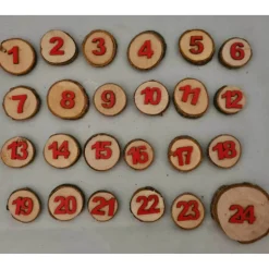 Adventskalenderzahlen Naturprodukt Holzscheiben Holz in rot oder weiß