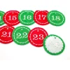 Adventskalenderzahlen rot grün Filz rund bestickt / Zahlen für Adventskalender