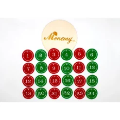 Adventskalenderzahlen rot grün Filz rund bestickt / Zahlen für Adventskalender