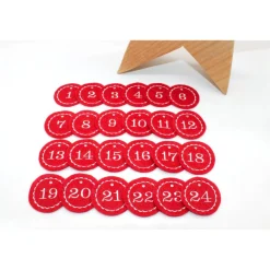 Adventskalenderzahlen rot Filz rund bestickt / Anhänger Zahlen / Zahlen aus Filz / Filzzahlen / Zahlen Adventskalender