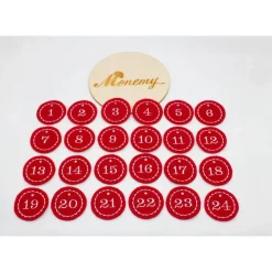 Adventskalenderzahlen rot Filz rund bestickt / Anhänger Zahlen / Zahlen aus Filz / Filzzahlen / Zahlen Adventskalender