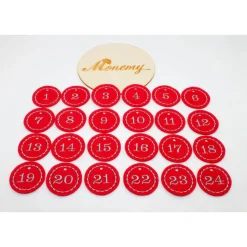 Adventskalenderzahlen rot Filz rund bestickt / Zahlen Anhänger Adventskalender