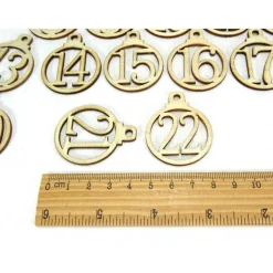 Adventskalenderzahlen runde Zahlen zum Aufhängen, Holz natur, Adventskalender Dekoration, Basteln