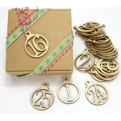 Adventskalenderzahlen runde Zahlen zum Aufhängen, Holz natur, Adventskalender Dekoration, Basteln