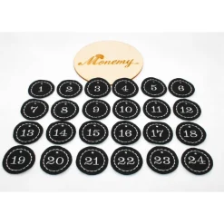 Adventskalenderzahlen schwarz Filz rund bestickt / Zahlen Anhänger Adventskalender