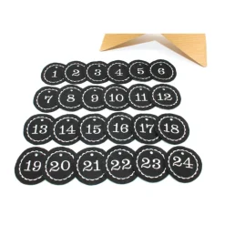 Adventskalenderzahlen schwarz Filz rund bestickt / Zahlen Anhänger Adventskalender