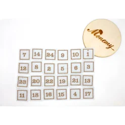 Adventskalenderzahlen weiß Filz eckig bestickt