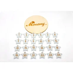 Adventskalenderzahlen weiß beige Filz Stern bestickt / Zahlen Anhänger Adventskalender