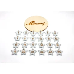 Adventskalenderzahlen weiß beige Filz Stern bestickt / Zahlen Anhänger Adventskalender