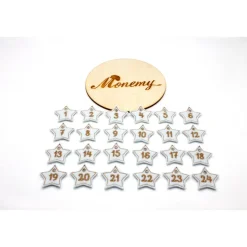 Adventskalenderzahlen weiß beige Filz Stern bestickt / Zahlen Anhänger Adventskalender