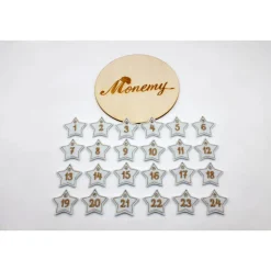 Adventskalenderzahlen weiß beige Filz Stern bestickt / Zahlen Anhänger Adventskalender