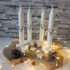 Adventskerzen 4er Set – Bedruckte Kerze für Adventskranz & Weihnachten
