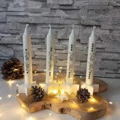 Adventskerzen 4er Set – Bedruckte Kerze für Adventskranz & Weihnachten
