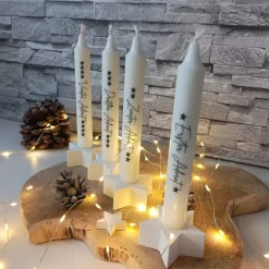 Adventskerzen 4er Set – Bedruckte Kerze für Adventskranz & Weihnachten
