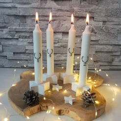 Adventskerzen 4er Set – Bedruckte Kerze für Adventskranz & Weihnachten