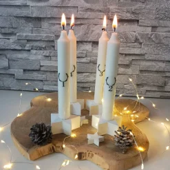 Adventskerzen 4er Set – Bedruckte Kerze für Adventskranz & Weihnachten