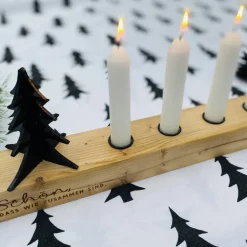 Adventskranz aus Altholz | Kerzenständer mit Tannenbaum für Stabkerzen | Geschenk zur Adventszeit | Adventsleiste