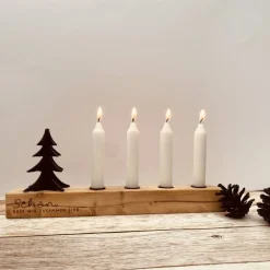 Adventskranz aus Altholz | Kerzenständer mit Tannenbaum für Stabkerzen | Geschenk zur Adventszeit | Adventsleiste