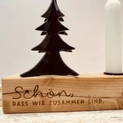 Adventskranz aus Altholz | Kerzenständer mit Tannenbaum für Stabkerzen | Geschenk zur Adventszeit | Adventsleiste