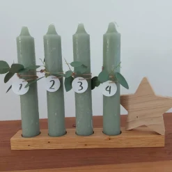 Adventskranz aus Holz, Teelichthalter 4+