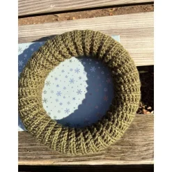 Adventskranz aus Wolle gehäkelt Dekokranz Wollkranz Tischschmuck TürKranz 25cm grün Sofortkauf