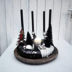 Adventskranz exklusiv schwarz silber