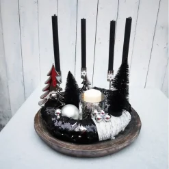 Adventskranz exklusiv schwarz silber