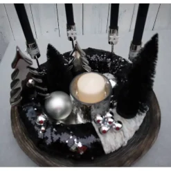 Adventskranz exklusiv schwarz silber