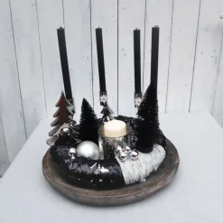 Adventskranz exklusiv schwarz silber