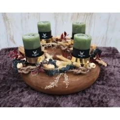 Adventskranz Holz Trockenblumen groß Tischkranz Weihnachten