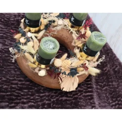 Adventskranz Holz Trockenblumen groß Tischkranz Weihnachten