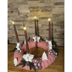 Adventskranz rosa/weiß