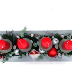 Adventskranz rot haltbar Adventsgesteck Tischdeko Weihnachtsdeko Wichtel