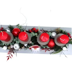 Adventskranz rot haltbar Adventsgesteck Tischdeko Weihnachtsdeko Wichtel