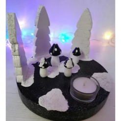 Adventskranz Tannen Pilze, schwarz, weiss