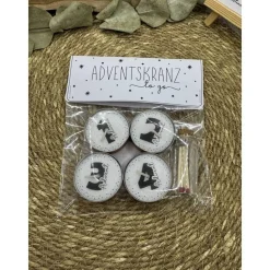 Adventskranz To Go | 4 Teelichter + Streichhölzer | Weihnachten | Advent | Geschenk