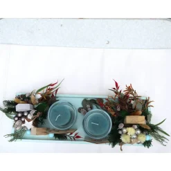 Adventskranz weiß haltbar Adventsgesteck Tischdeko Weihnachtsdeko Häuser