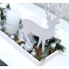 Adventskranz weiß haltbar Adventsgesteck Tischdeko Weihnachtsdeko Hirsch