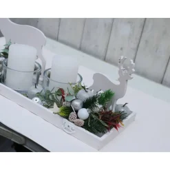 Adventskranz weiß haltbar Adventsgesteck Tischdeko Weihnachtsdeko Hirsch