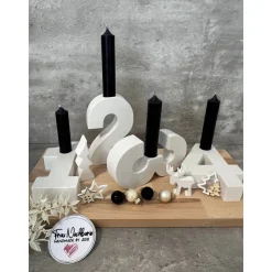 Adventskranz, Zahlen 1-4 aus Raysin, Weihnachten, Tischdeko, Holz