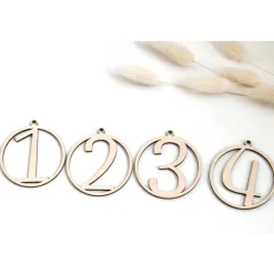 Adventskranz Zahlen Holz 1–4 (Ziffern) – handgemachte Holzzahlen, natürliche Weihnachtsdeko