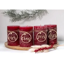 Adventskranz Zahlen Holz 1–4 in Schreibschrift mit Sternen – handgemachte Holzzahlen, natürliche Weihnachtsdeko